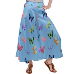 Multicolored Butterflies Whirl Satin Palazzo Pants by SychEva