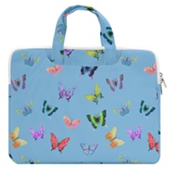 Multicolored Butterflies Whirl Macbook Pro Double Pocket Laptop Bag by SychEva