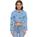 Multicolored Butterflies Whirl Women s Lightweight Cropped Hoodie View1