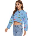 Multicolored Butterflies Whirl Women s Lightweight Cropped Hoodie View2