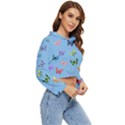 Multicolored Butterflies Whirl Women s Lightweight Cropped Hoodie View3