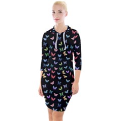 Bright And Beautiful Butterflies Quarter Sleeve Hood Bodycon Dress by SychEva