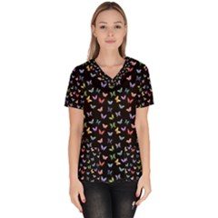 Bright And Beautiful Butterflies Women s V-neck Scrub Top by SychEva