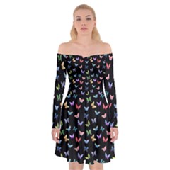 Bright And Beautiful Butterflies Off Shoulder Skater Dress by SychEva