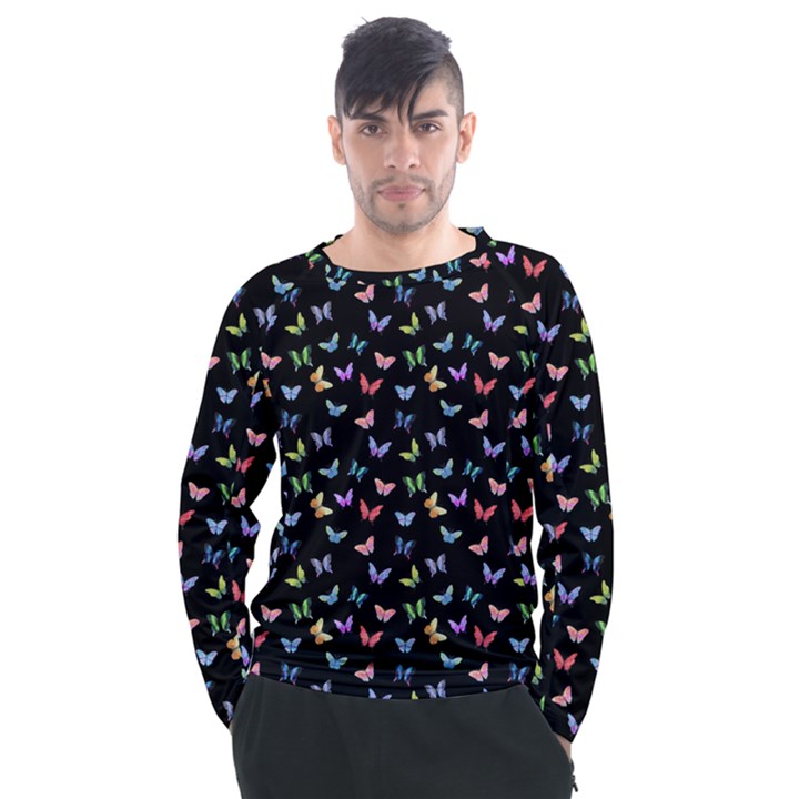 Bright And Beautiful Butterflies Men s Long Sleeve Raglan Tee