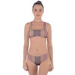 Seventies Tan Gray Criss Cross Bikini Set by themeaniestore