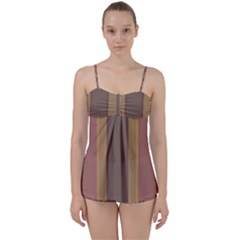 Seventies Tan Gray Babydoll Tankini Set by themeaniestore