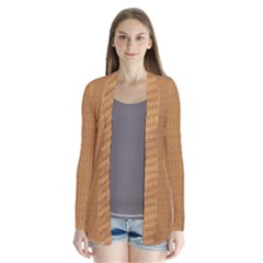 Gridline Tan Drape Collar Cardigan