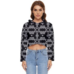 Black White Vortex Women s Lightweight Cropped Hoodie