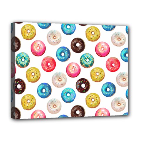 Delicious Multicolored Donuts On White Background Canvas 14  X 11  (stretched) by SychEva