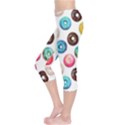 Delicious Multicolored Donuts On White Background Capri Leggings  View3