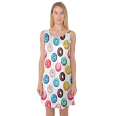 Delicious Multicolored Donuts On White Background Sleeveless Satin Nightdress by SychEva