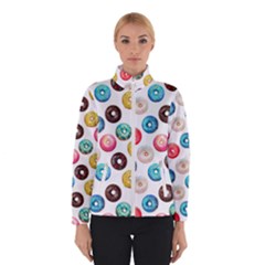 Delicious Multicolored Donuts On White Background Women s Bomber Jacket by SychEva