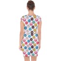 Delicious Multicolored Donuts On White Background Capsleeve Drawstring Dress  View2