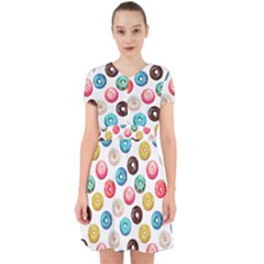 Delicious Multicolored Donuts On White Background Adorable In Chiffon Dress by SychEva