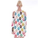 Delicious Multicolored Donuts On White Background Velvet Long Sleeve Shoulder Cutout Dress View2