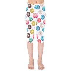 Delicious Multicolored Donuts On White Background Kids  Capri Leggings  by SychEva