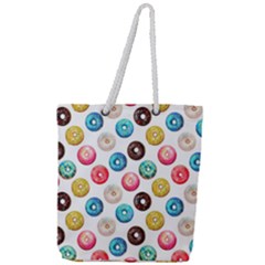 Delicious Multicolored Donuts On White Background Full Print Rope Handle Tote (large) by SychEva