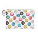 Delicious Multicolored Donuts On White Background Canvas Cosmetic Bag (Large) View1