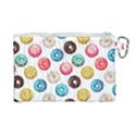 Delicious Multicolored Donuts On White Background Canvas Cosmetic Bag (Large) View2