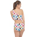 Delicious Multicolored Donuts On White Background Spliced Up Two Piece Swimsuit View2