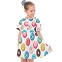 Delicious Multicolored Donuts On White Background Kids  Sailor Dress View1