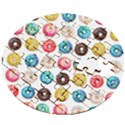 Delicious Multicolored Donuts On White Background Wooden Puzzle Round View2