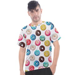 Delicious Multicolored Donuts On White Background Men s Sport Top by SychEva