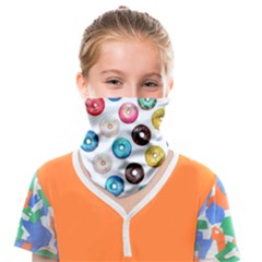 Delicious Multicolored Donuts On White Background Face Covering Bandana (kids) by SychEva