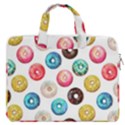 Delicious Multicolored Donuts On White Background MacBook Pro Double Pocket Laptop Bag View1