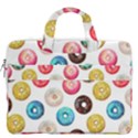 Delicious Multicolored Donuts On White Background MacBook Pro Double Pocket Laptop Bag View2