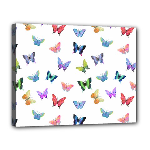 Cute Bright Butterflies Hover In The Air Canvas 14  X 11  (stretched) by SychEva