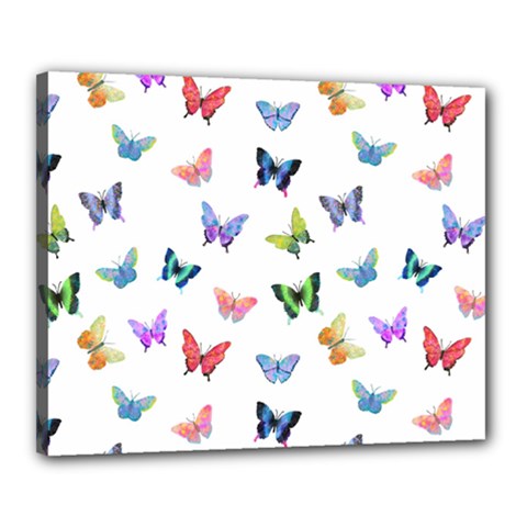 Cute Bright Butterflies Hover In The Air Canvas 20  X 16  (stretched) by SychEva