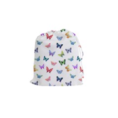 Cute Bright Butterflies Hover In The Air Drawstring Pouch (small) by SychEva