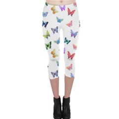 Cute Bright Butterflies Hover In The Air Capri Leggings  by SychEva