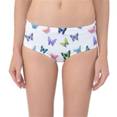 Cute Bright Butterflies Hover In The Air Mid-waist Bikini Bottoms by SychEva