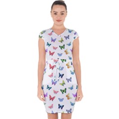 Cute Bright Butterflies Hover In The Air Capsleeve Drawstring Dress  by SychEva