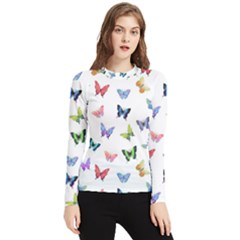 Cute Bright Butterflies Hover In The Air Women s Long Sleeve Rash Guard by SychEva