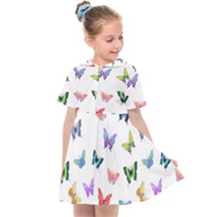 Cute Bright Butterflies Hover In The Air Kids  Sailor Dress by SychEva