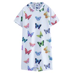 Cute Bright Butterflies Hover In The Air Kids  Boyleg Half Suit Swimwear by SychEva