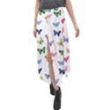 Cute Bright Butterflies Hover In The Air Velour Split Maxi Skirt View1