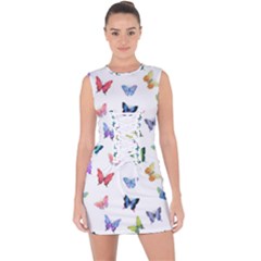 Cute Bright Butterflies Hover In The Air Lace Up Front Bodycon Dress by SychEva