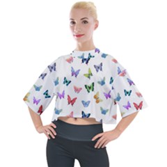 Cute Bright Butterflies Hover In The Air Mock Neck Tee by SychEva