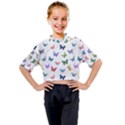 Cute Bright Butterflies Hover In The Air Kids Mock Neck Tee View1