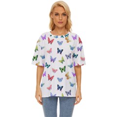 Cute Bright Butterflies Hover In The Air Oversized Basic Tee