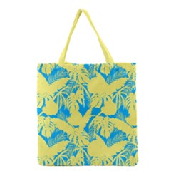 Yellow And Blue Leafs Silhouette At Sky Blue Grocery Tote Bag by Casemiro