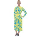 Yellow and blue leafs silhouette at sky blue Velvet Maxi Wrap Dress View2