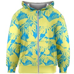 Yellow And Blue Leafs Silhouette At Sky Blue Kids  Zipper Hoodie Without Drawstring by Casemiro