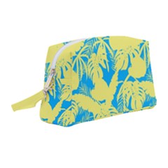 Yellow And Blue Leafs Silhouette At Sky Blue Wristlet Pouch Bag (medium) by Casemiro