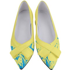 Yellow And Blue Leafs Silhouette At Sky Blue Women s Bow Heels by Casemiro